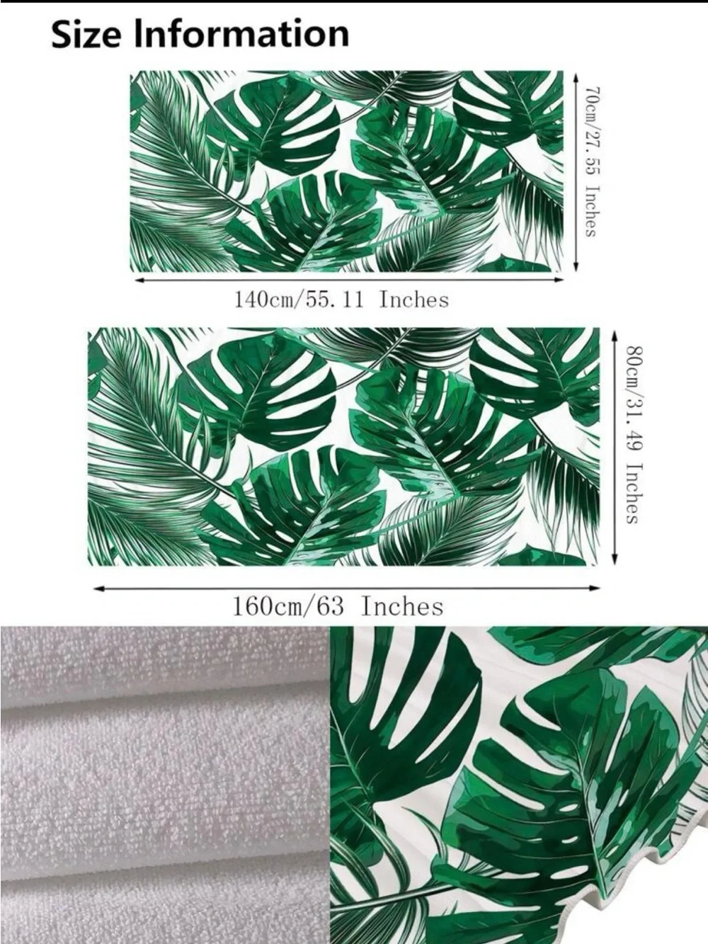 Tropical Monstera Leaf Beach Towel - Green